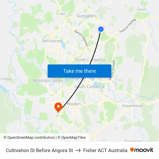 Cultivation St Before Angora St to Fisher ACT Australia map
