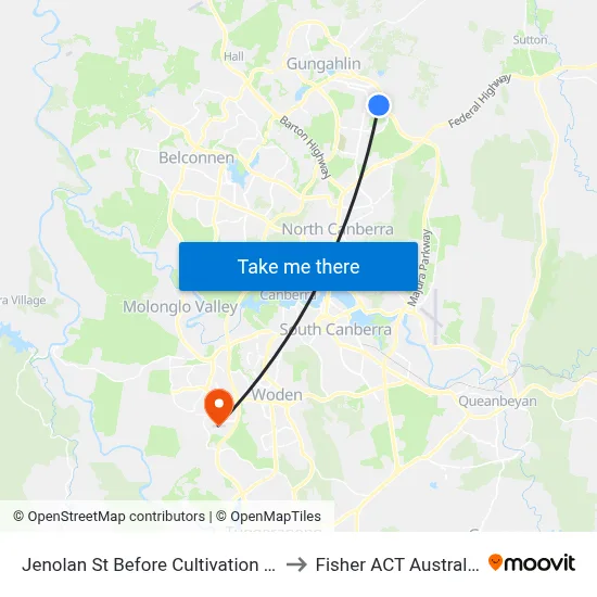 Jenolan St Before Cultivation St to Fisher ACT Australia map