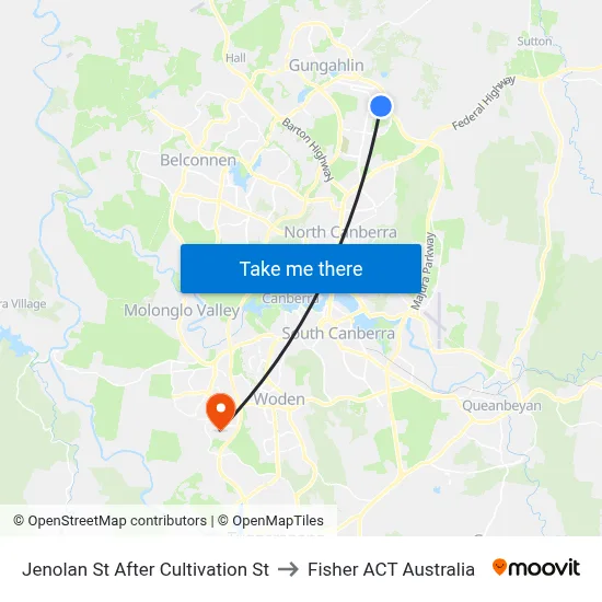 Jenolan St After Cultivation St to Fisher ACT Australia map