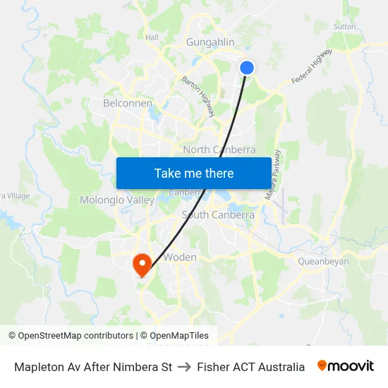 Mapleton Av After Nimbera St to Fisher ACT Australia map