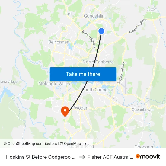 Hoskins St Before Oodgeroo Av to Fisher ACT Australia map