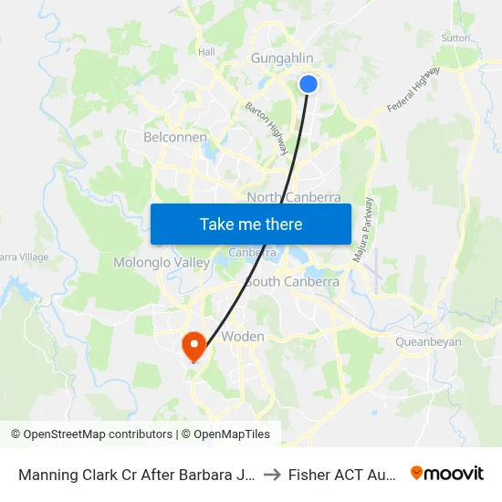 Manning Clark Cr After Barbara Jefferis St to Fisher ACT Australia map