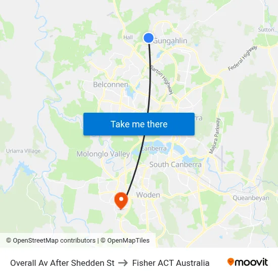 Overall Av After Shedden St to Fisher ACT Australia map