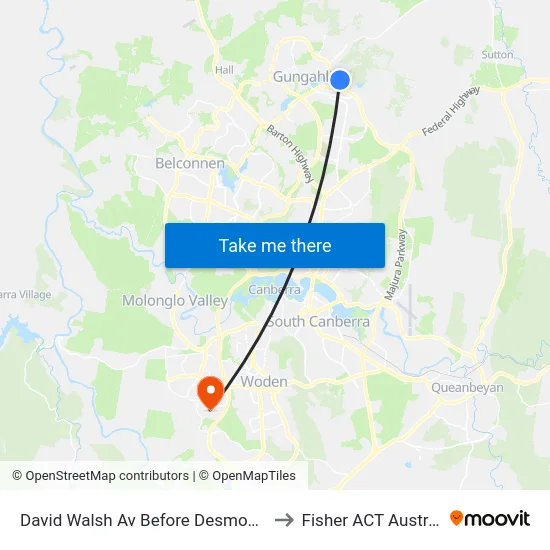David Walsh Av Before Desmond Ln to Fisher ACT Australia map