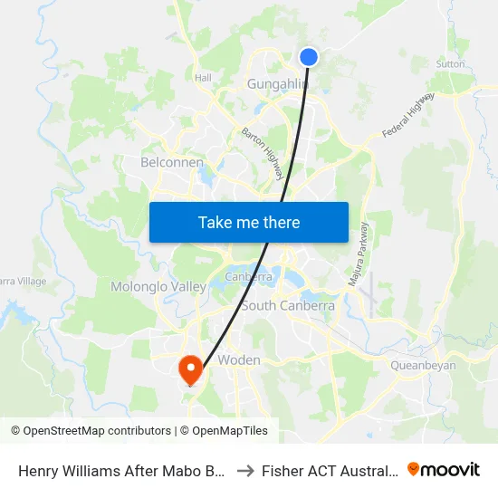 Henry Williams After Mabo Bvd to Fisher ACT Australia map