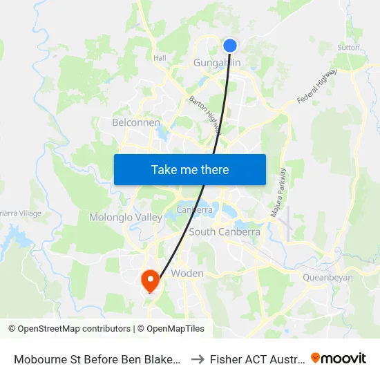 Mobourne St Before Ben Blakeney St to Fisher ACT Australia map