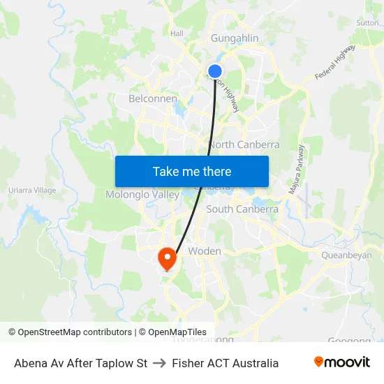Abena Av After Taplow St to Fisher ACT Australia map