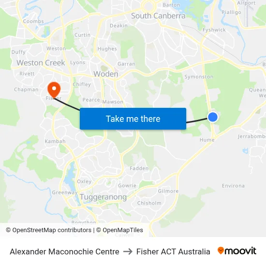 Alexander Maconochie Centre to Fisher ACT Australia map