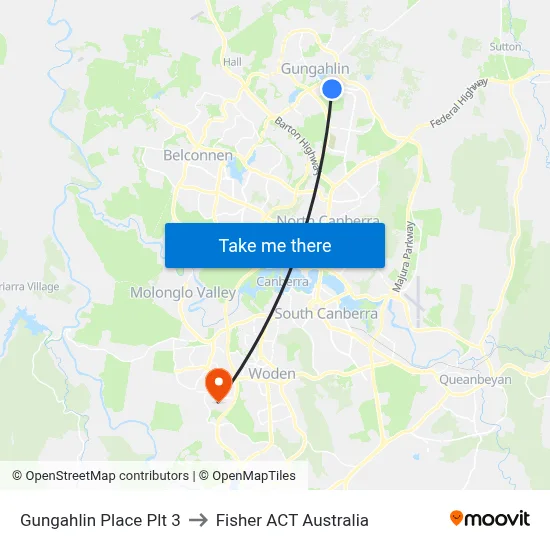 Gungahlin Place Plt 3 to Fisher ACT Australia map
