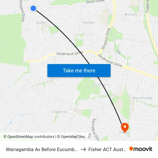 Warragamba Av Before Eucumbene Dr to Fisher ACT Australia map