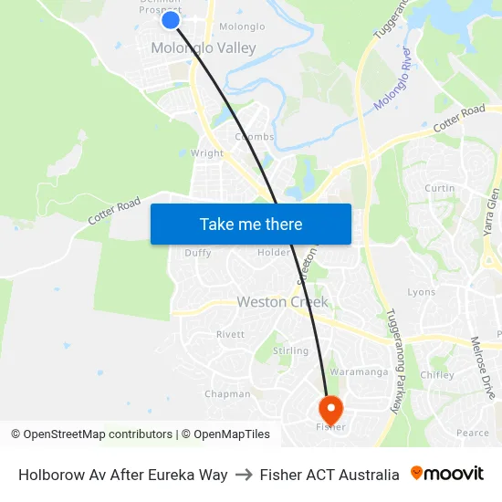 Holborow Av After Eureka Way to Fisher ACT Australia map
