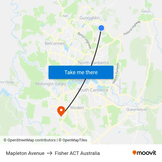 Mapleton Avenue to Fisher ACT Australia map