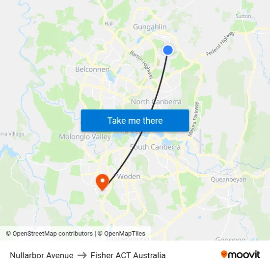 Nullarbor Avenue to Fisher ACT Australia map