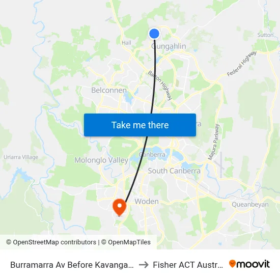 Burramarra Av Before Kavangal Cct to Fisher ACT Australia map