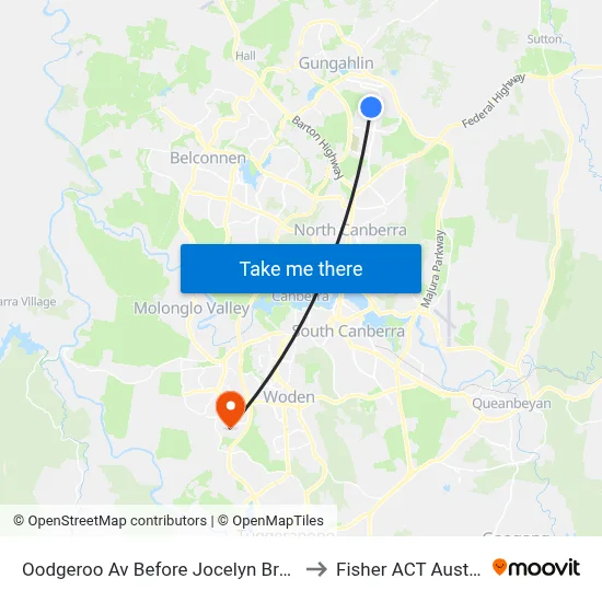 Oodgeroo Av Before Jocelyn Brown St to Fisher ACT Australia map