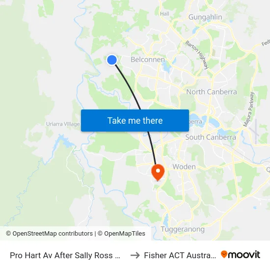 Pro Hart Av After Sally Ross Way to Fisher ACT Australia map