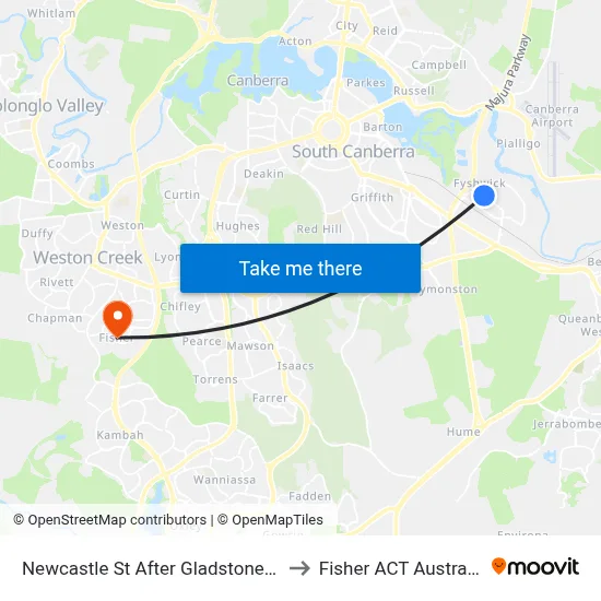 Newcastle St After Gladstone St to Fisher ACT Australia map