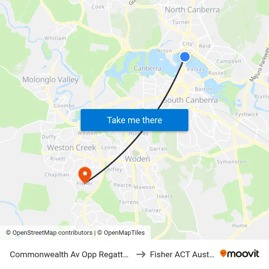 Commonwealth Av Opp Regatta Point to Fisher ACT Australia map