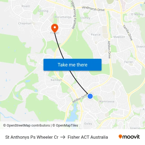 St Anthonys Ps Wheeler Cr to Fisher ACT Australia map