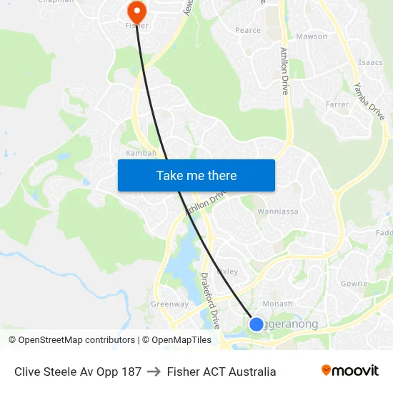 Clive Steele Av Opp 187 to Fisher ACT Australia map
