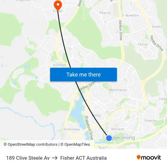 189 Clive Steele Av to Fisher ACT Australia map