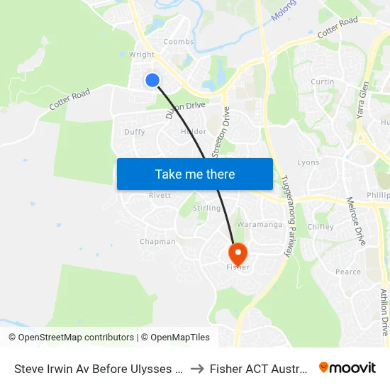 Steve Irwin Av Before Ulysses Cct to Fisher ACT Australia map