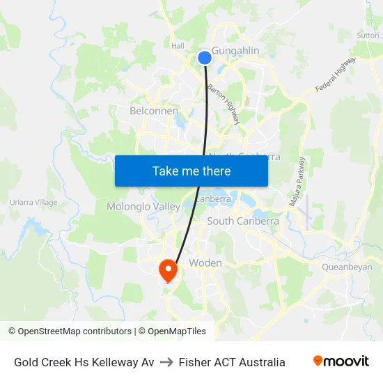 Gold Creek Hs Kelleway Av to Fisher ACT Australia map