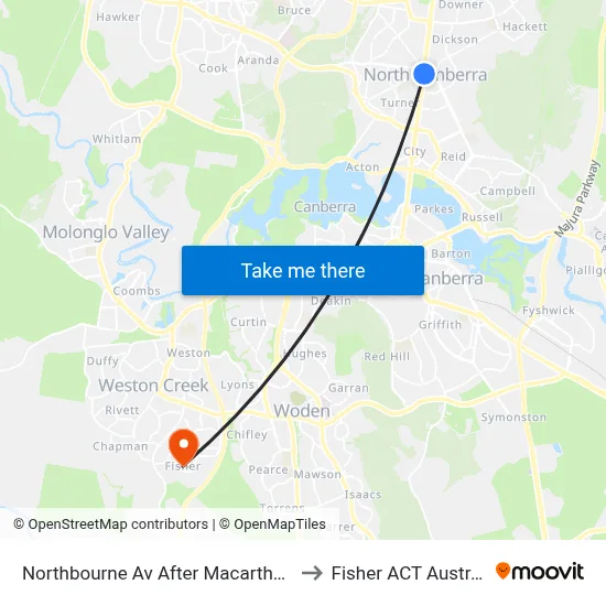 Northbourne Av After Macarthur Av to Fisher ACT Australia map