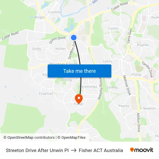 Streeton Drive After Unwin Pl to Fisher ACT Australia map