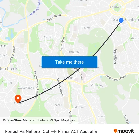 Forrest Ps National Cct to Fisher ACT Australia map