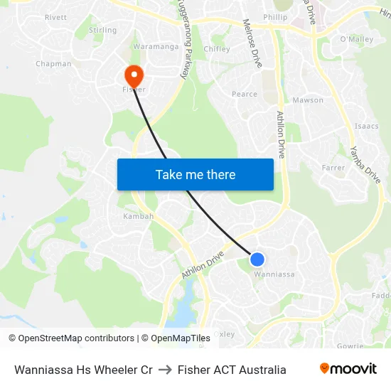 Wanniassa Hs Wheeler Cr to Fisher ACT Australia map