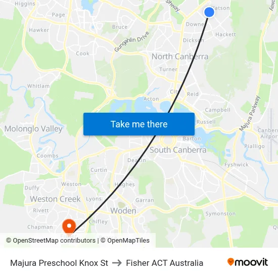 Majura Preschool Knox St to Fisher ACT Australia map