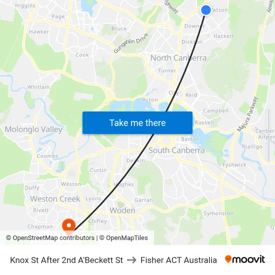 Knox St After 2nd A'Beckett St to Fisher ACT Australia map