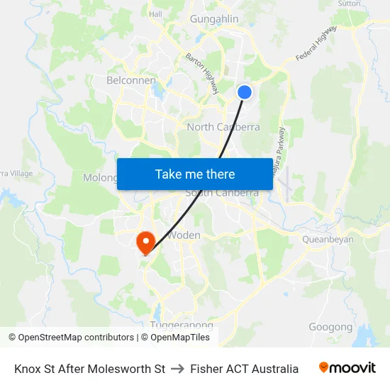 Knox St After Molesworth St to Fisher ACT Australia map