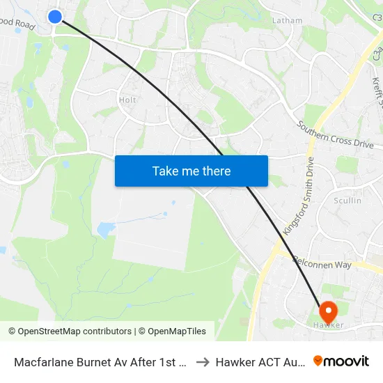 Macfarlane Burnet Av After 1st Eccles Cct to Hawker ACT Australia map