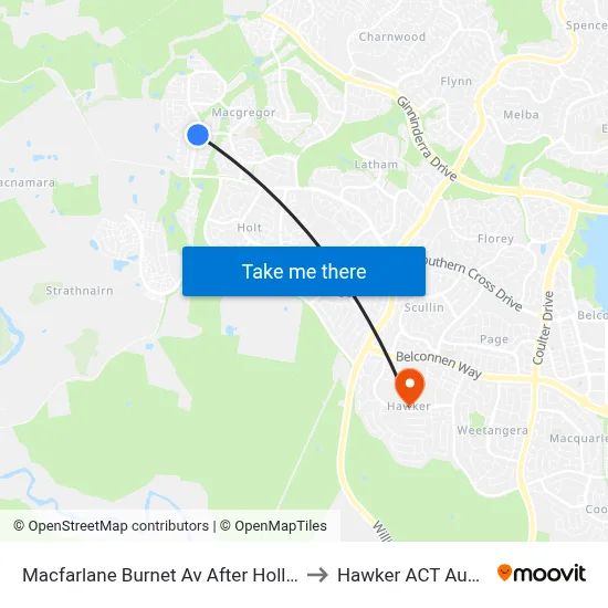 Macfarlane Burnet Av After Hollows Cct to Hawker ACT Australia map