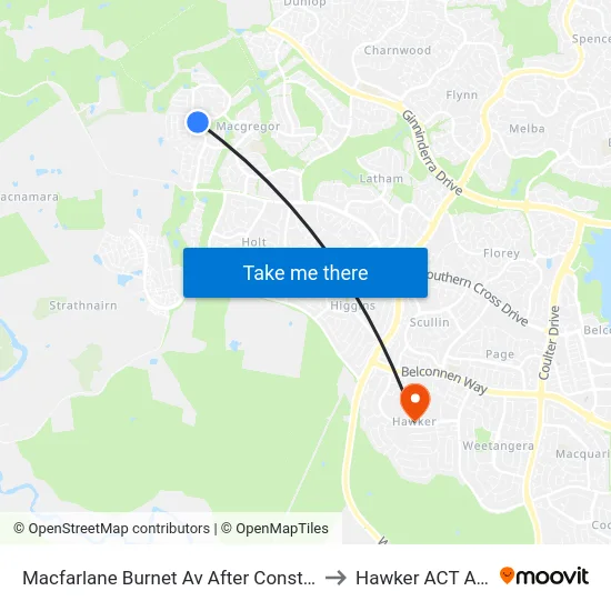 Macfarlane Burnet Av After Constance Stone St to Hawker ACT Australia map