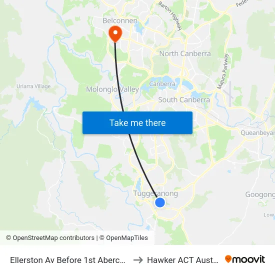 Ellerston Av Before 1st Abercorn Cr to Hawker ACT Australia map