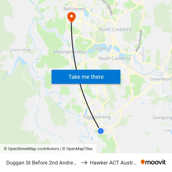 Duggan St Before 2nd Andrew Cr to Hawker ACT Australia map