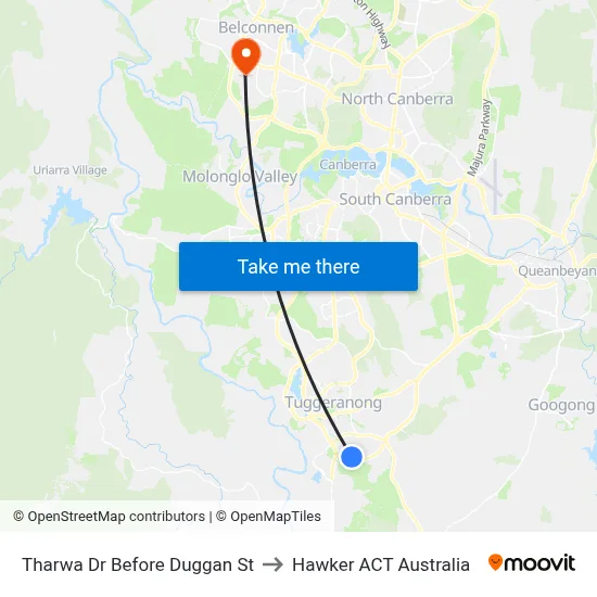 Tharwa Dr Before Duggan St to Hawker ACT Australia map