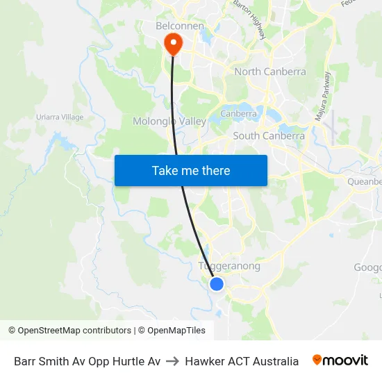 Barr Smith Av Opp Hurtle Av to Hawker ACT Australia map