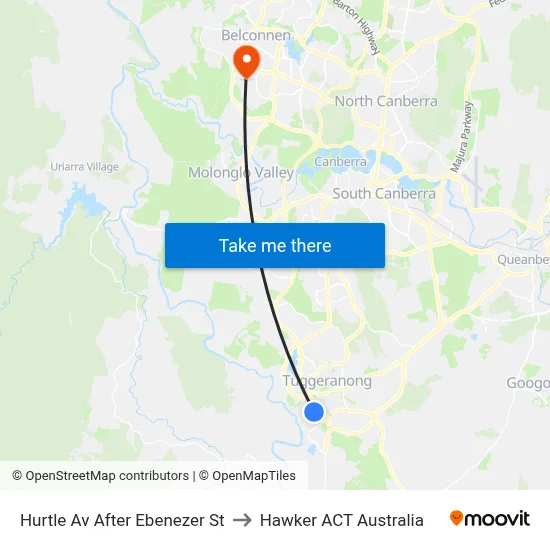 Hurtle Av After Ebenezer St to Hawker ACT Australia map