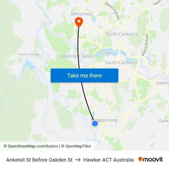 Anketell St Before Oakden St to Hawker ACT Australia map