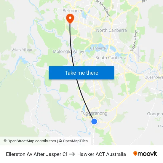 Ellerston Av After Jasper Cl to Hawker ACT Australia map