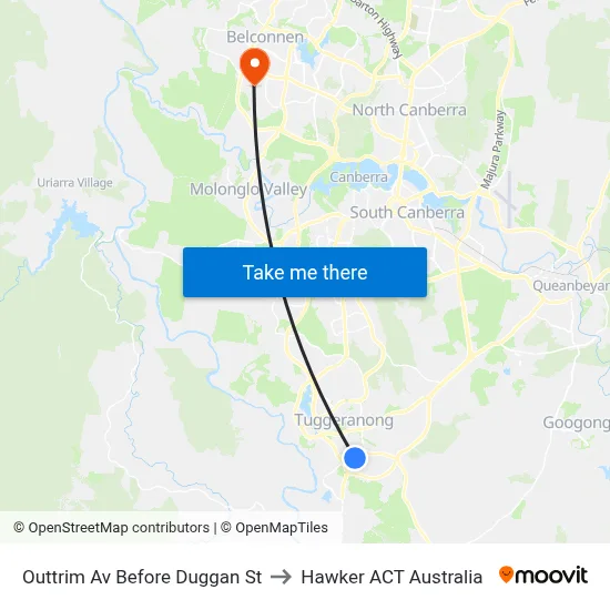 Outtrim Av Before Duggan St to Hawker ACT Australia map