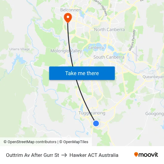 Outtrim Av After Gurr St to Hawker ACT Australia map