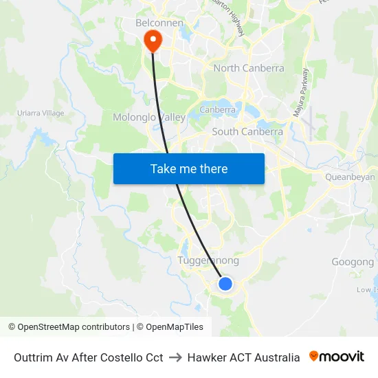 Outtrim Av After Costello Cct to Hawker ACT Australia map