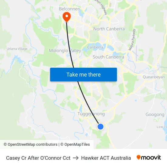 Casey Cr After O'Connor Cct to Hawker ACT Australia map