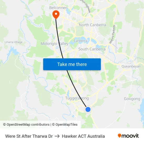Were St After Tharwa Dr to Hawker ACT Australia map