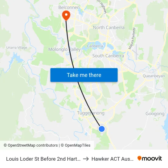 Louis Loder St Before 2nd Hartung Cr to Hawker ACT Australia map